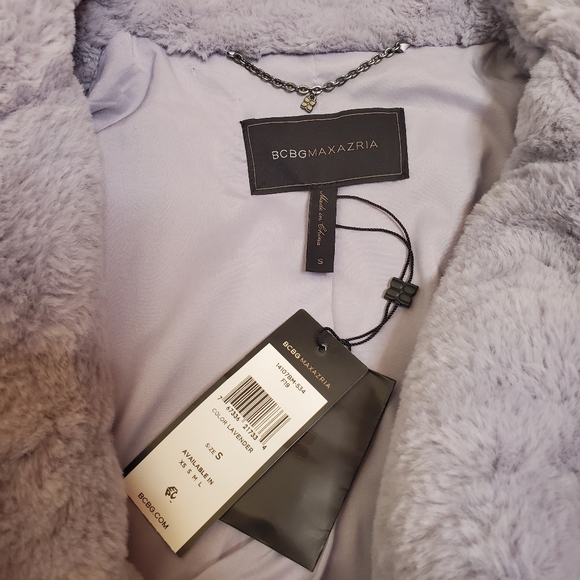 NWT BCBGMAXAZRIA | Lavender Faux Fur Coat Jacket - Picture 7 of 8